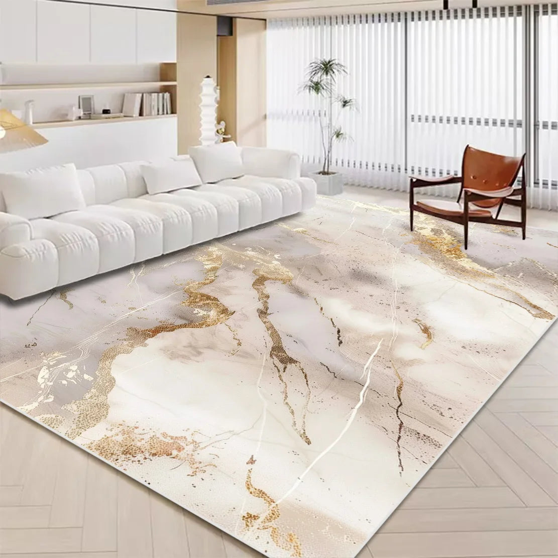 Navak Carpet Luxury White Marble Carpet for Living Room Nordic Gold Decoration Home Tapis Non-slip Washable Rugs for Bedroom Ins Floor Mat 러그