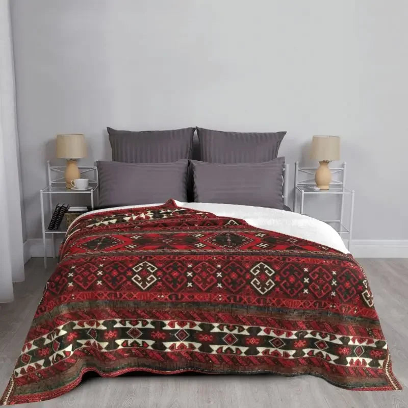 Navak Carpet Sofa Fleece Baluch Flatweave Antique Afghanistan Rug Throw Blanket Warm Flannel Turkish Kilim Ethnic Art Blankets Bedspreads