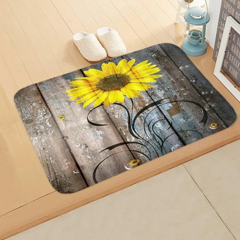 Navak Carpet Sunflower Entrance Welcome Door Mat Flowers Bedroom Bedside Decor Carpet Non-slip Bathroom Kitchen Foot Rugs for Indoor Home