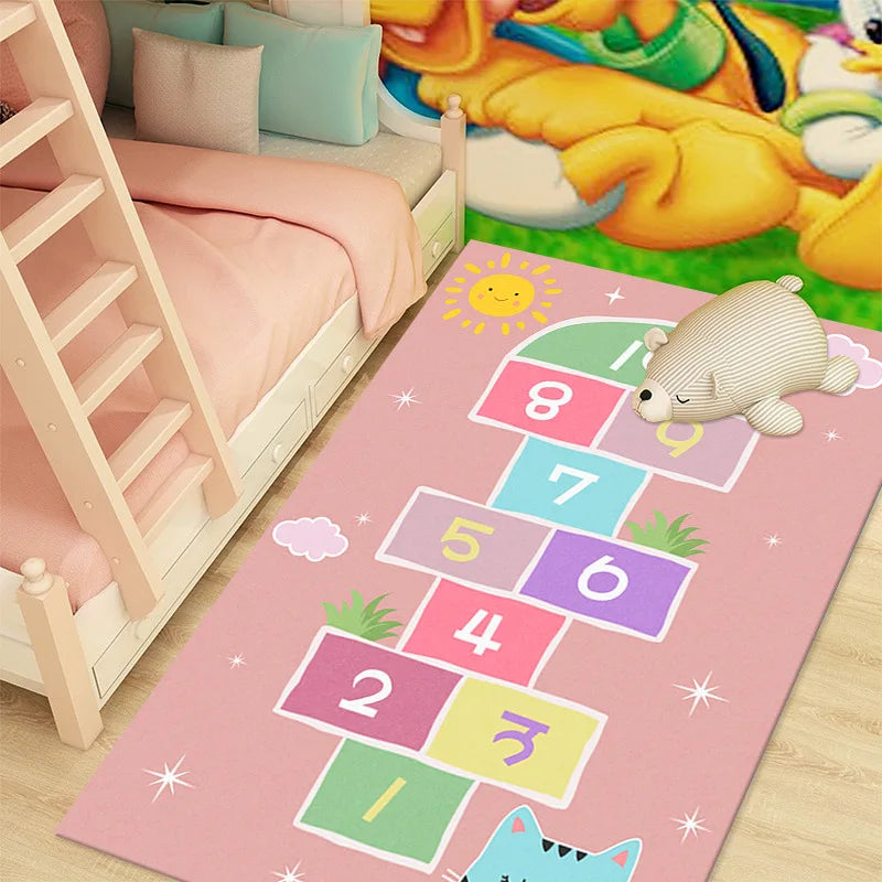Navak Carpet Cartoon Hopscotch Flannel Carpet for Bedroom Living Room Bedside Girl Room Floor Mats Home Decor Layout Sofa Cushion Rug