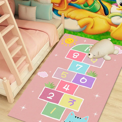 Navak Carpet Cartoon Hopscotch Flannel Carpet for Bedroom Living Room Bedside Girl Room Floor Mats Home Decor Layout Sofa Cushion Rug