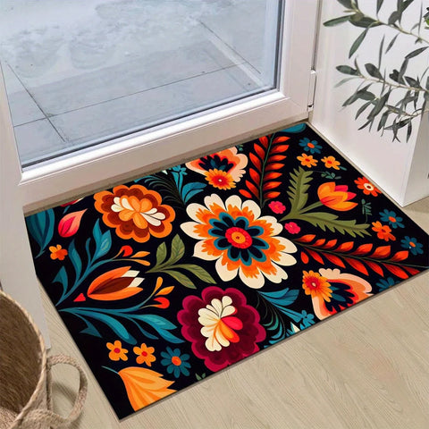 Navak Carpet Chic Floral Non-Slip Rug - Washable, Perfect for Indoor/Outdoor Decor in Living Room, Bedroom, Kitchen, Office, Cafe & Restauran