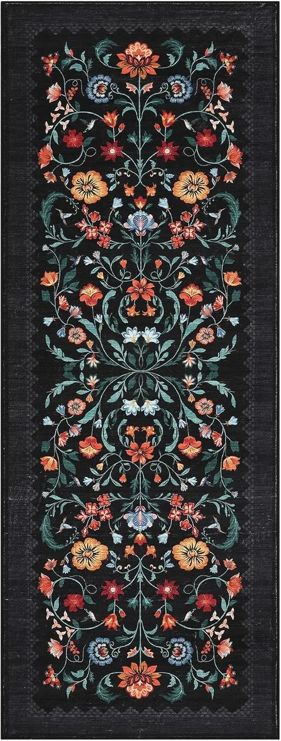Navak Carpet Hallway Runner Rug Washable Floral Corridor Long Carpet Soft Low Pile Christmas Decor Carpets Bedroom Floor Mat Non-slip Mats