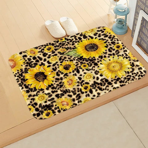 Navak Carpet Sunflower Entrance Welcome Door Mat Flowers Bedroom Bedside Decor Carpet Non-slip Bathroom Kitchen Foot Rugs for Indoor Home