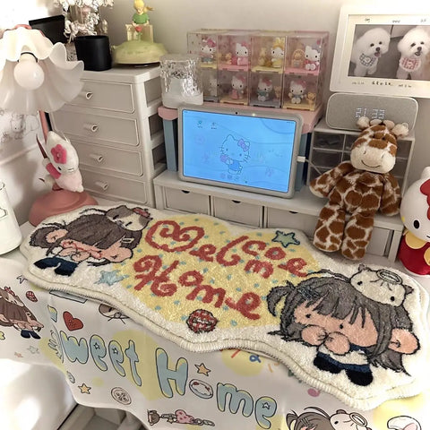 Navak Carpet Exclusive Picks Cute Cartoon Carpet, Girlish Bedroom Plush Bedside Blanket, Living Room Coffee Table Blanket, Home Decoration