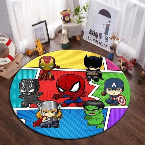 Navak Carpet Daily Picks DISNEY Marvel The Avengers Round Carpet Anime Rug Non-Slip Play Mat Cute Floor Rugs For Living Room Bedroom Kids Mats