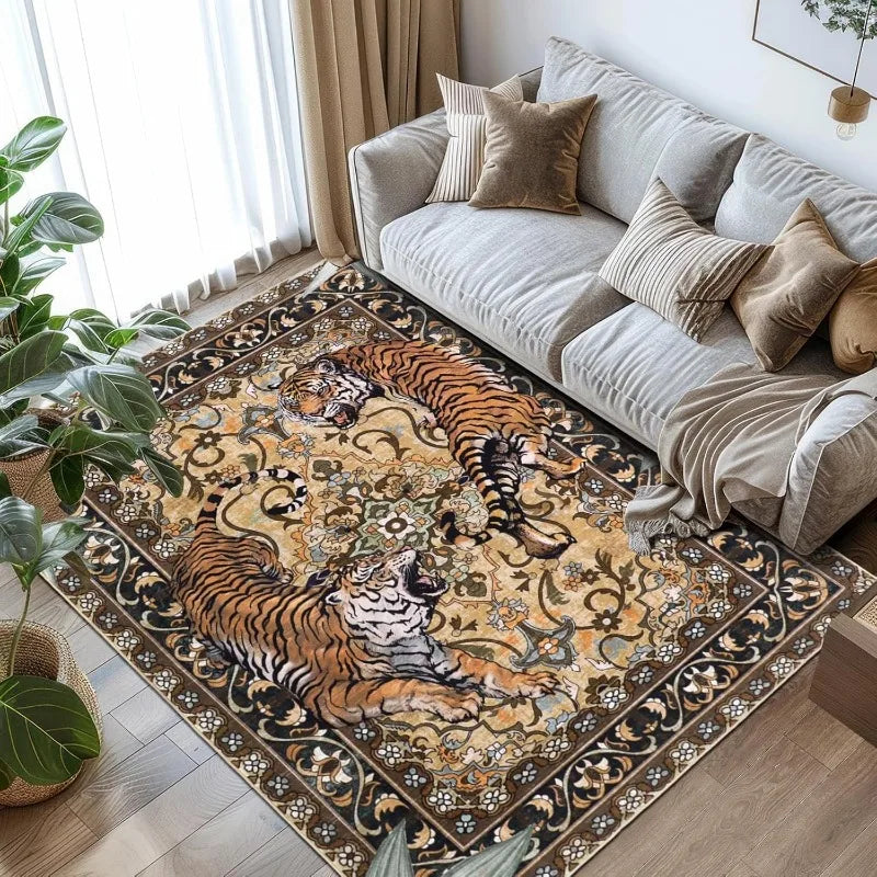 Navak Carpet Nordic Style Living Room Carpet Blue Tiger Print Bedroom Rugs Large Area Machine Washable Non-slip Coffee Table Mats Alfombra 러그