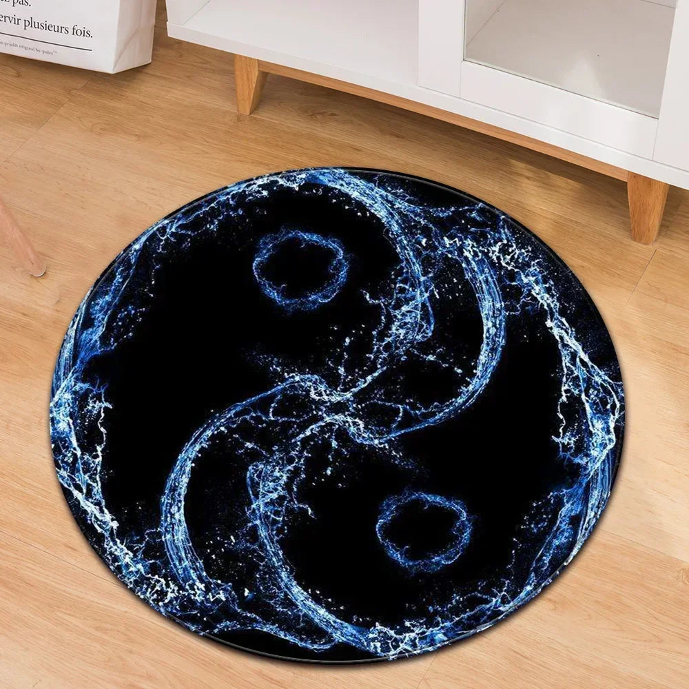 Navak Carpet Yin Yang Tai Chi Round Carpet Flower of Life Gym Carpets Circle Rug Indian Buddha Yoga Meditation Mats Non-slip Chair Mat Decor