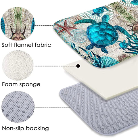 Navak CarpetCoastal Sea Turtle Ocean Life Runner Rugs Decor Kitchen Hallway Balcony Floormat Bedroom Entrance Doormat Bath Non-Slip Foot Pad