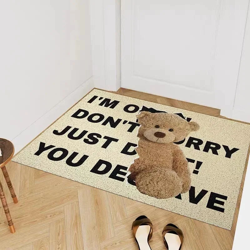 Navak Carpet Cute Bears Welcome Floor Mats Entrance Doormat Anti-slip PVC for Entry Porch Hallway Entryway Home Decor Dust Removal Carpet