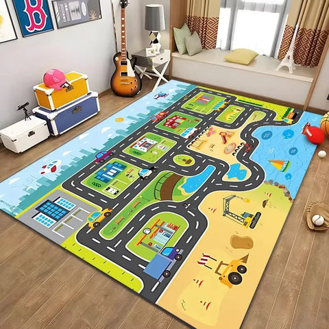 Navak Carpet Children’s Educational City Life Playmat Rug Road Traffic System Carpet for Bedroom Playroom Fun Learning Floor Mat Safe Kids