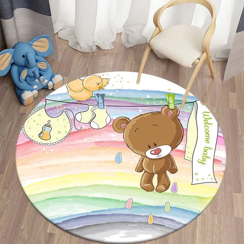 Navak Carpet Cartoon Cute Bear Round Carpet for Living Room Rugs Bath Mat for Children Room Mats Bedroom Carpets Baby Kids Room Home Decor