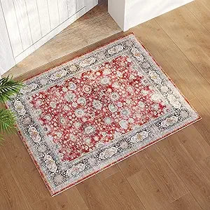 Navak Carpet 8x10 Rug Washable Boho Rug Soft Large Area Rug Non-Slip Non-Shedding Faux Wool Vintage Rug for Living Room, Farmhouse, Dining Ro