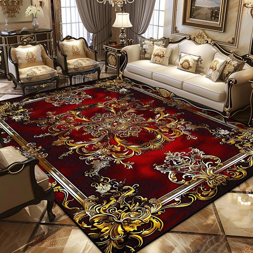 Navak Carpet Luxury Persian Retro Carpet European Decoration Easy Clean Non-slip Living Room Large Rugs Bedroom Cloakroom Washable Soft Mat