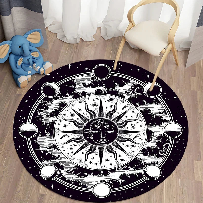 Navak Carpet Nordic style sun moon circular carpet living room bed bath children's  floor decoration non slip  mat