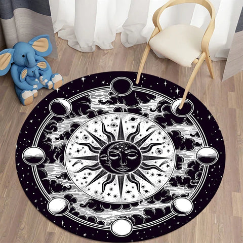 Navak Carpet Nordic style sun moon circular carpet living room bed bath children's  floor decoration non slip  mat