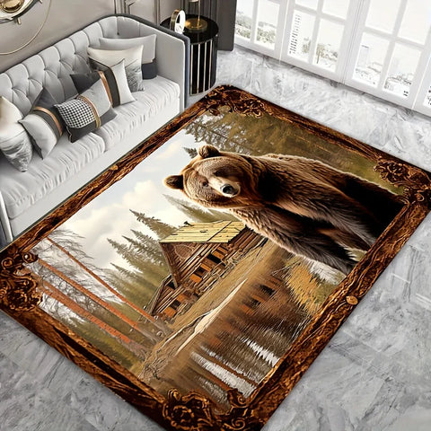Navak Carpet Exclusive Picks Brown Bear Beast Pattern Carpet, Soft Non-Slip Home Decor Living Room Rug, Room Carpet, Bathroom Kitchen Foot Mat