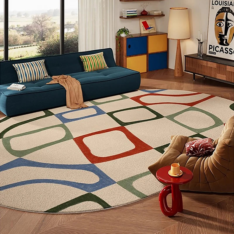 Navak Carpet Living Room Carpet Sofa Coffee Table Rug Irregular Non-slip Floor Mat Machine Washable Soft Bedroom Rugs Retro Home Decoration
