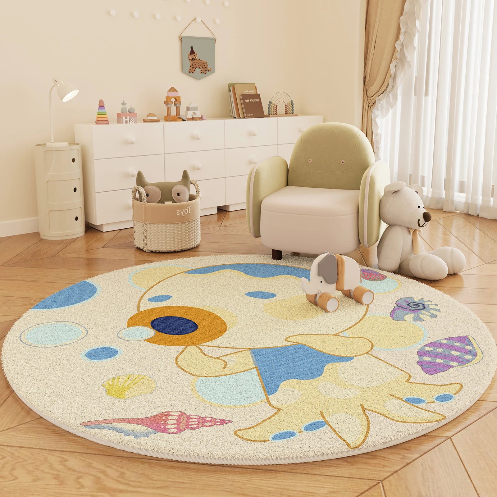 Navak Carpet  Cartoon Style Bedroom Decor Carpet Thickend Plush Children Floor Mat Fluffy Soft Round Rug Cute Patterns Carpets for Living Room