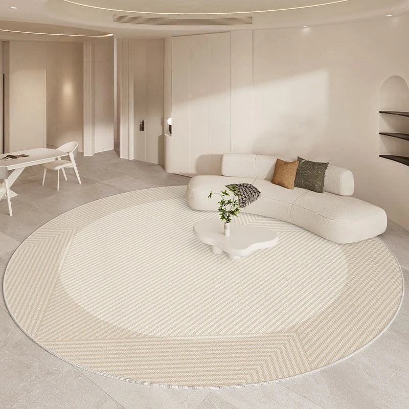 Navak Carpet Luxurious Living Room Carpet Round Beige Minimalism Rug High Quality Bedroom Study Rugs Soft Comfortable Bedside Carpets Tapete