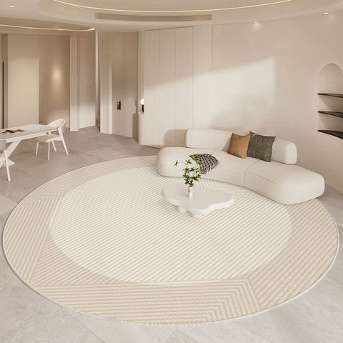 Navak Carpet Luxurious Living Room Carpet Round Beige Minimalism Rug High Quality Bedroom Study Rugs Soft Comfortable Bedside Carpets Tapete