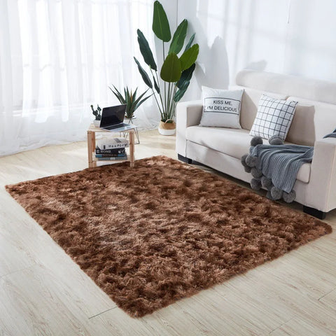 Navak Carpet Soft Long Plush Bedroom Rug Living Room Fluffy Gradient Carpet Mats Tie Dyeing Floor Carpets Bay Window Home Decor Rugs