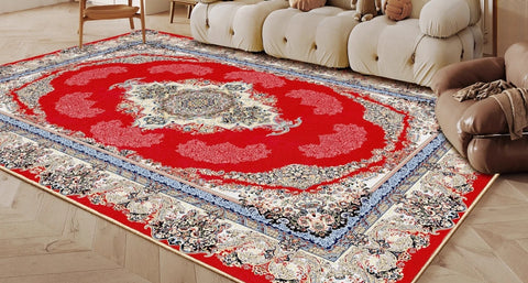 Navak Carpet Ethnic Style Bedroom Decor Retro Carpet Light Luxury Carpets for Living Room Washable Lounge Soft Floor Mat Anti-slip Study Rug