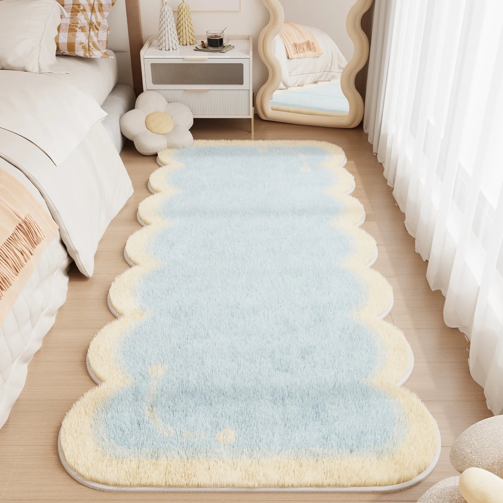 Navak Carpet Checkerboard Carpets for Living Room Cute Bedroom Decor Carpet Fluffy Soft Irregular Bedside Plush Rug Home Thickened Floor Mat