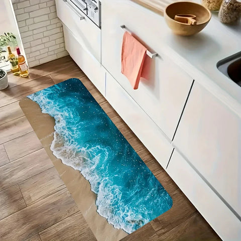 Navak Carpet Summer Beach Wave Kitchen Floormat Home Decor Non-slip Kitchen Hallway Balcony Rugs Bathroom Foot Pad Bedroom Door Mat