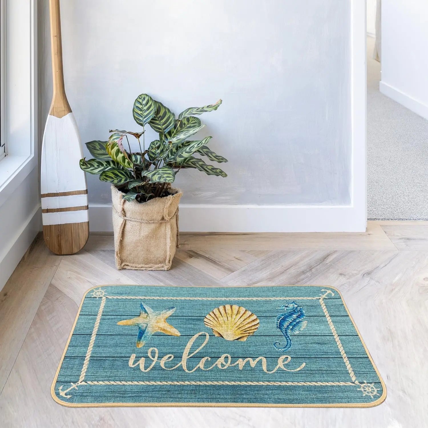 Navak Carpet SHIYUE Boat Floor Door Mat Welcome Aboard Mats Outdoor Nautical Coastal Rug,Home Boats Entrance Rope Front Indoor Outside Entryw