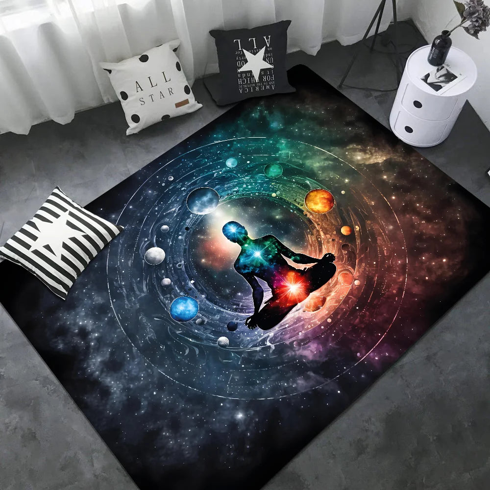 Navak Carpet Rainbow 7 Chakra Mandala Bohemia Yoga Door Mat Washable Non-Slip Living Room Sofa Chairs Area Mat Kitchen Welcome Doormat