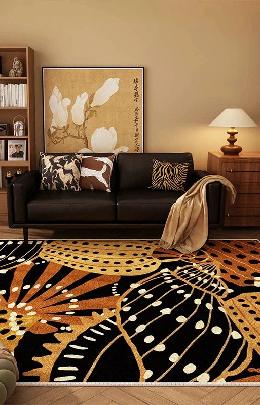Navak Carpet Luxurious Black White Area Rug Large Non-Slip Living Room Carpet Washable Easy Care Comfortable Bedroom Decorative Floor Mat