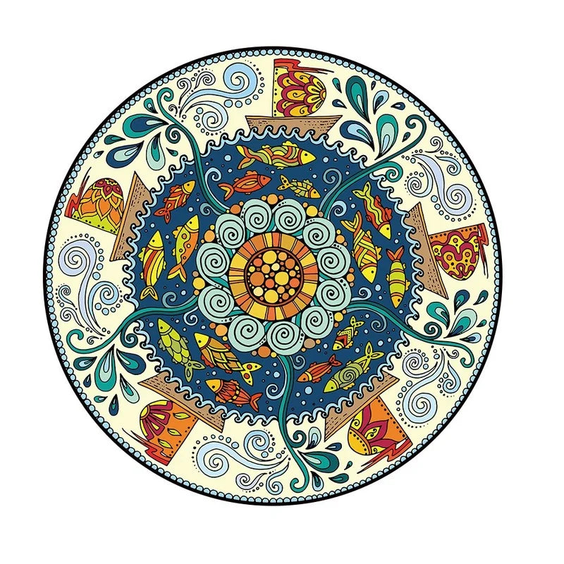 Navak Carpet Round Bohemian Mandala Carpet for Living Room Geometric Print Ethnic Style Bedroom Mat Home Decor Rugs Machine Washable Area Rug