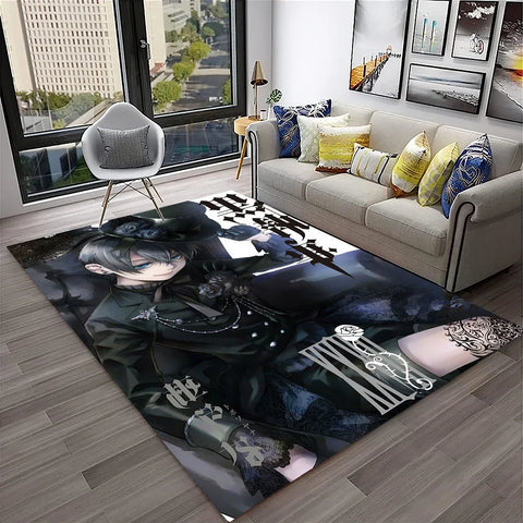 Navak Carpet 3D Anime Black Butler Cartoon Carpet Rug for Home Living Room Bedroom Sofa Doormat Decor,kids play Area Rug Non-slip Floor Mat