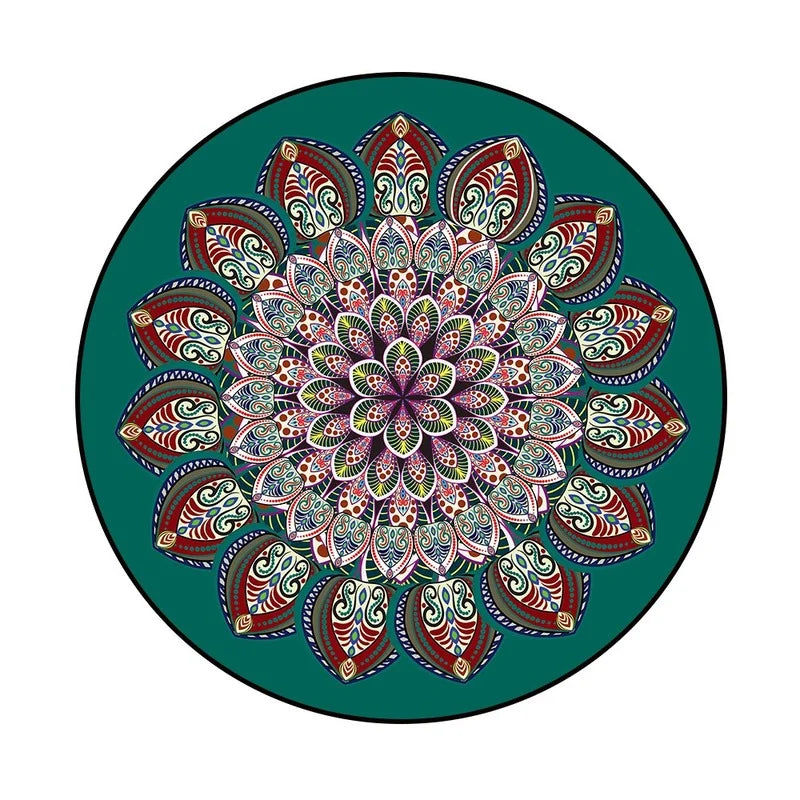 Navak Carpet Round Bohemian Mandala Carpet for Living Room Geometric Print Ethnic Style Bedroom Mat Home Decor Rugs Machine Washable Area Rug