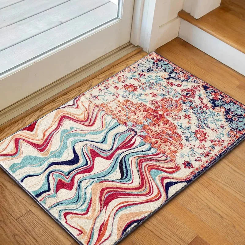 Navak Carpet Abstract Bohemian Imitation Cashmere Floor Rug Mat Entry Door Sofa Entry Door Entryway Decoration Carpet Non-Slip Cushion