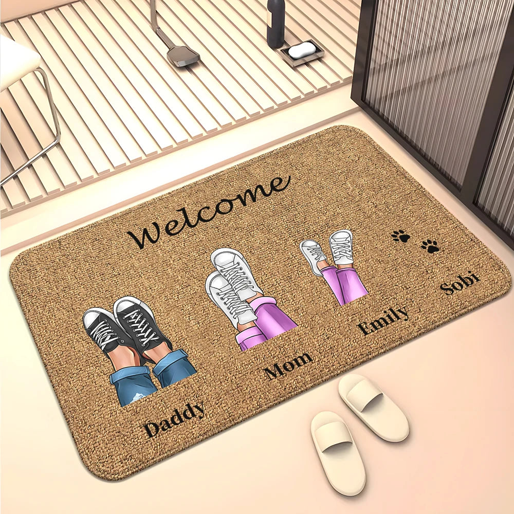 Navak Carpet Family Members Home Living Room  Sofa Door Mat Decoration Anti Slip Floor Mat Cute Rug  Door Mat Carpet  Area Rug  Kawaii Rug