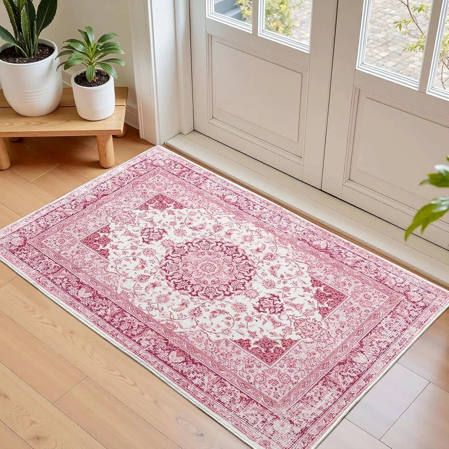 Navak Carpet Crystal velvet carpet Bright Pink Area Rug for Living Room, Machine Washable Rugs with Non-Slip Backing for Girls Bedroom, Cu