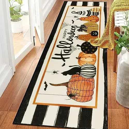 Navak Carpet Halloween Horror Pumpkin Kitchen Hallway Balcony Rugs Home Decor Bedroom Bedside Foot Mat Bathroom Laundry Room Anti-slip Mat