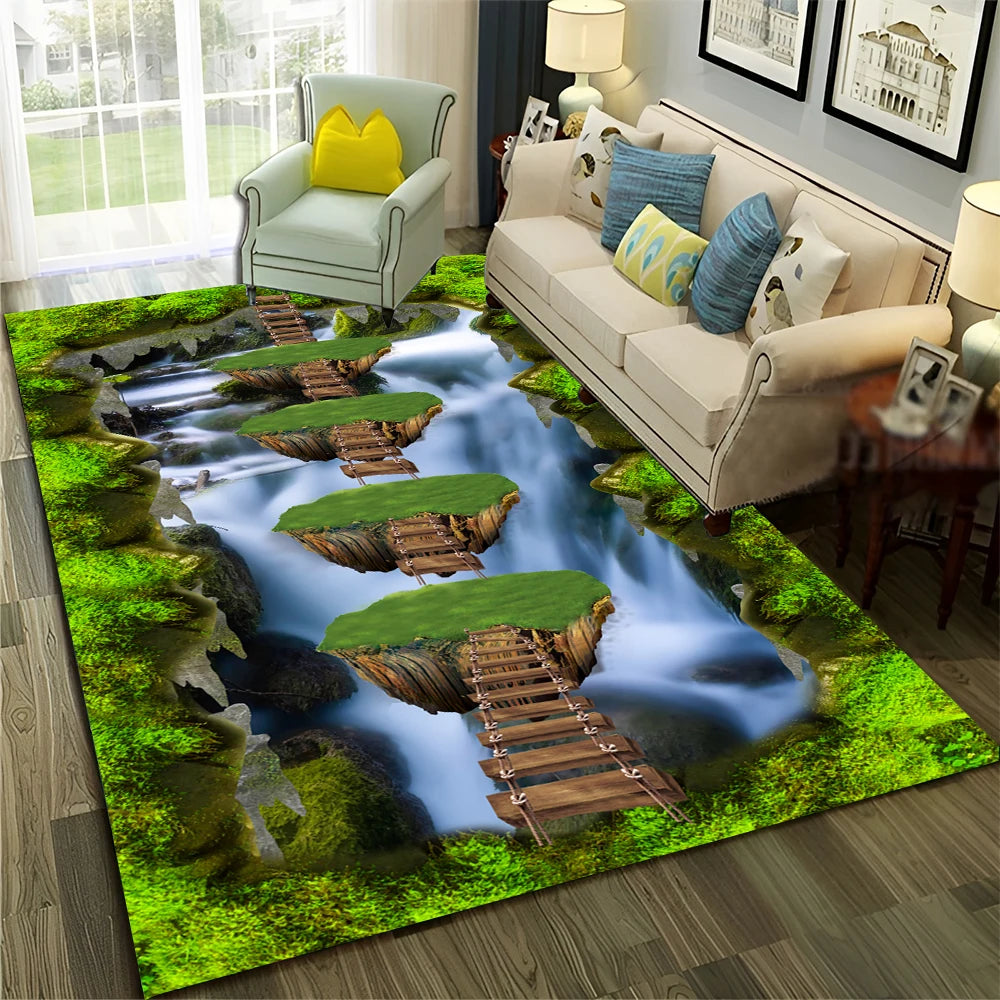 Navak Carpet 3D Illusion Vision Hallucination HD Carpet Rug for Home Living Room Bedroom Sofa Doormat Decor,Child Area Rug Non-slip Floor Mat