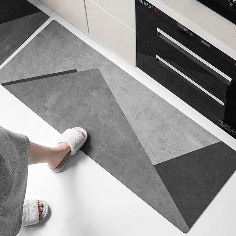 Navak Carpet Kitchen Floor Mat Waterproof Non-slip Oil-resistant Leather Carpet PVC Gray Imitation Marble Geometric Rug Home Decoration Mat