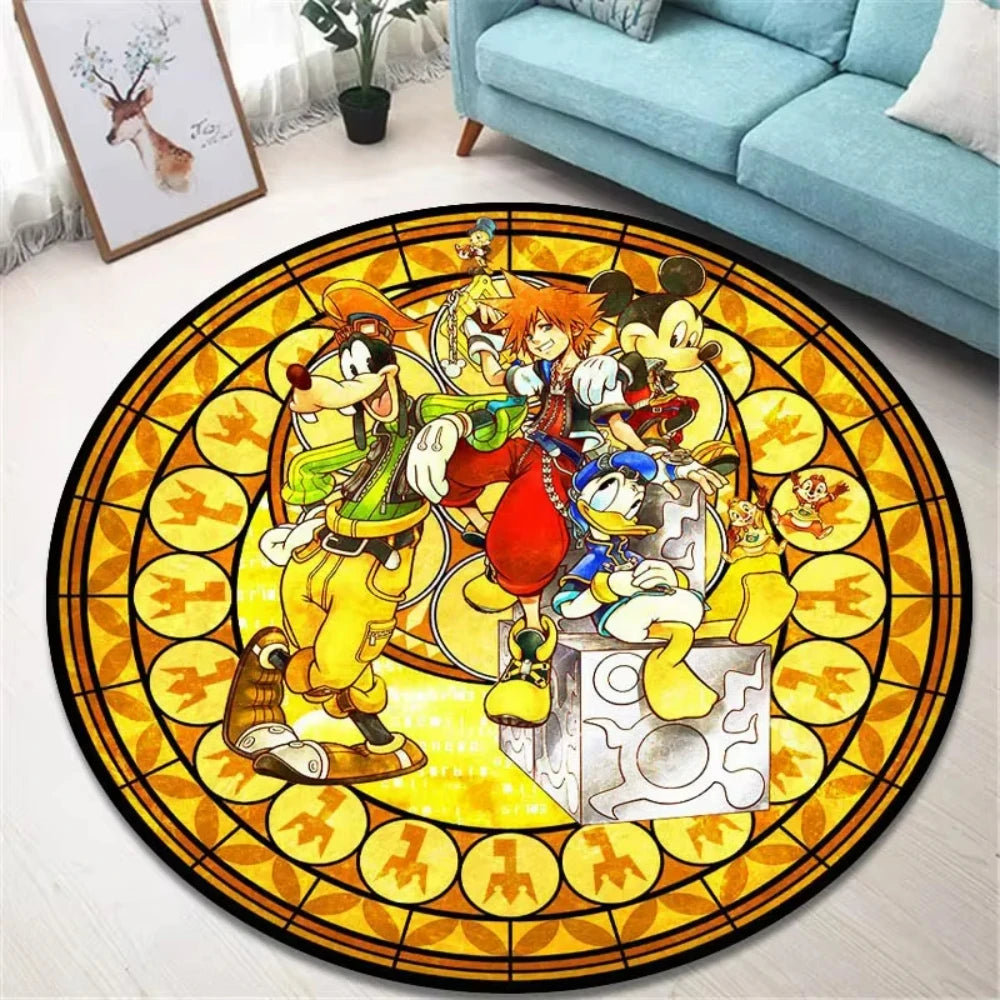 Navak Carpet K-Kingdom Heart Themed Round Carpet for Living Room and Bedroom NonSlip Floor Mat Rug for Gaming Enthusiast Birthday Gift Idea
