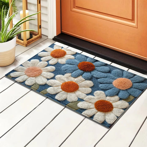 Navak Carpet Exclusive Picks Daisy Pattern Carpet Doormat Non-slip Laundry Room Rug For Bedroom Floor Mat Home Decor Bedside Rugs Outdoor Carpet