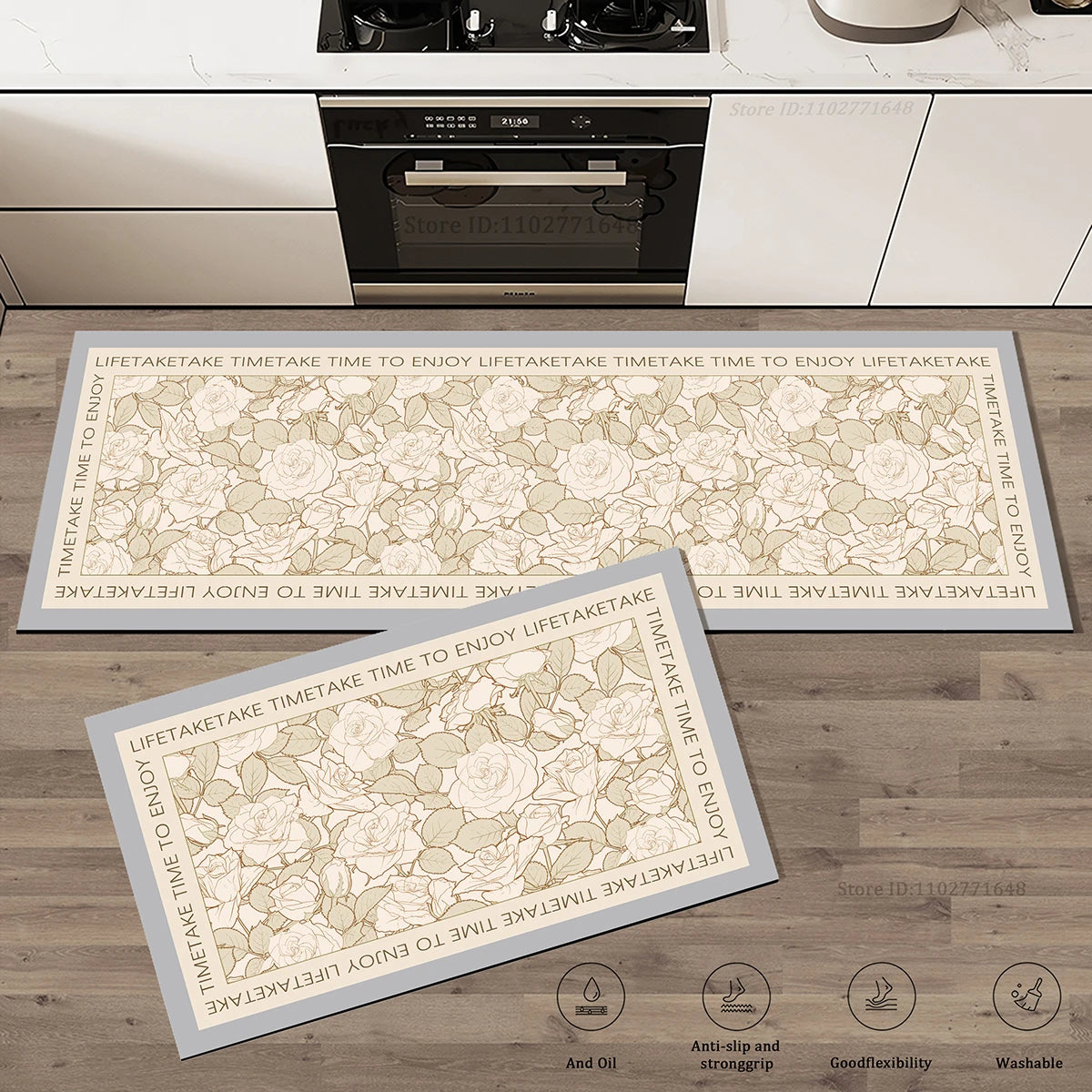 Navak Carpet Flowers Pattern Kitchen Extra Thick Absorbent Rug Bathroom Entrance Non-Slip Doormat Carpet Large Anti Fatigue Mat Long Rugs