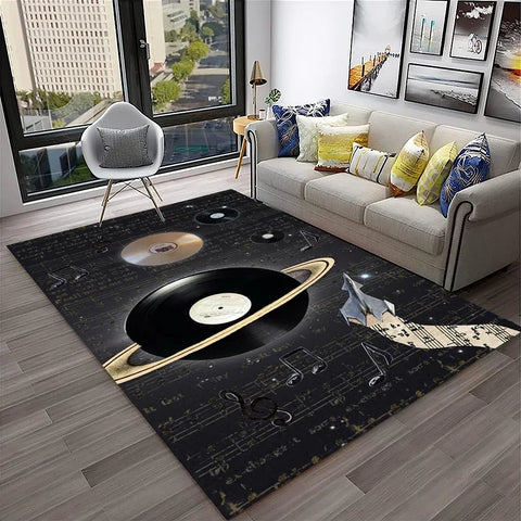Navak Carpet 3D Retro Vinyl Record Music Art Carpet Rug for Home Living Room Bedroom Sofa Doormat Decor,Kid Play Area Rug Non-slip Floor Mat