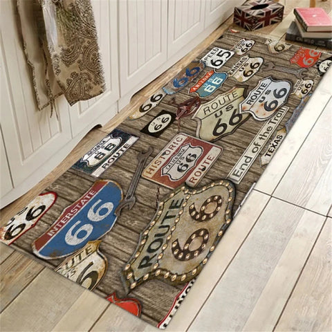 Navak Carpet Route 66 Design Kitchen Floor Mat Entrance Doormat Home Decor Carpet for Living Room Bedroom Rugs Bathroom Non-slip Mat Foot Pad
