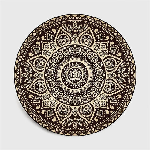 Navak Carpet Round Bohemian Mandala Carpet for Living Room Geometric Print Ethnic Style Bedroom Mat Home Decor Rugs Machine Washable Area Rug