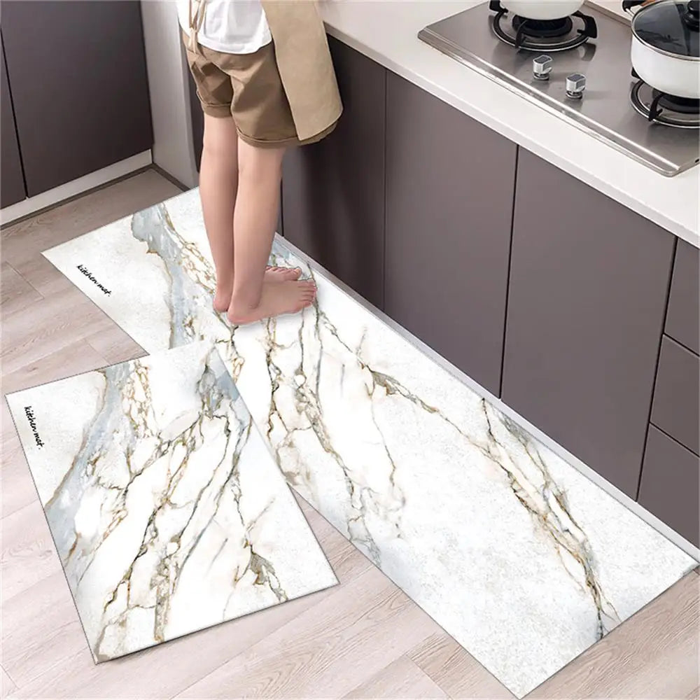 Navak Carpet Marble Pattern Kitchen Floor Mats Non-Slip Doormat for Home Decorative Entrance Rug Modern Simple Style Washable Alfombra Rugs
