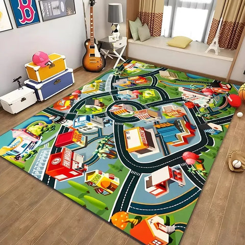 Navak Carpet Children’s Educational City Life Playmat Rug Road Traffic System Carpet for Bedroom Playroom Fun Learning Floor Mat Safe Kids