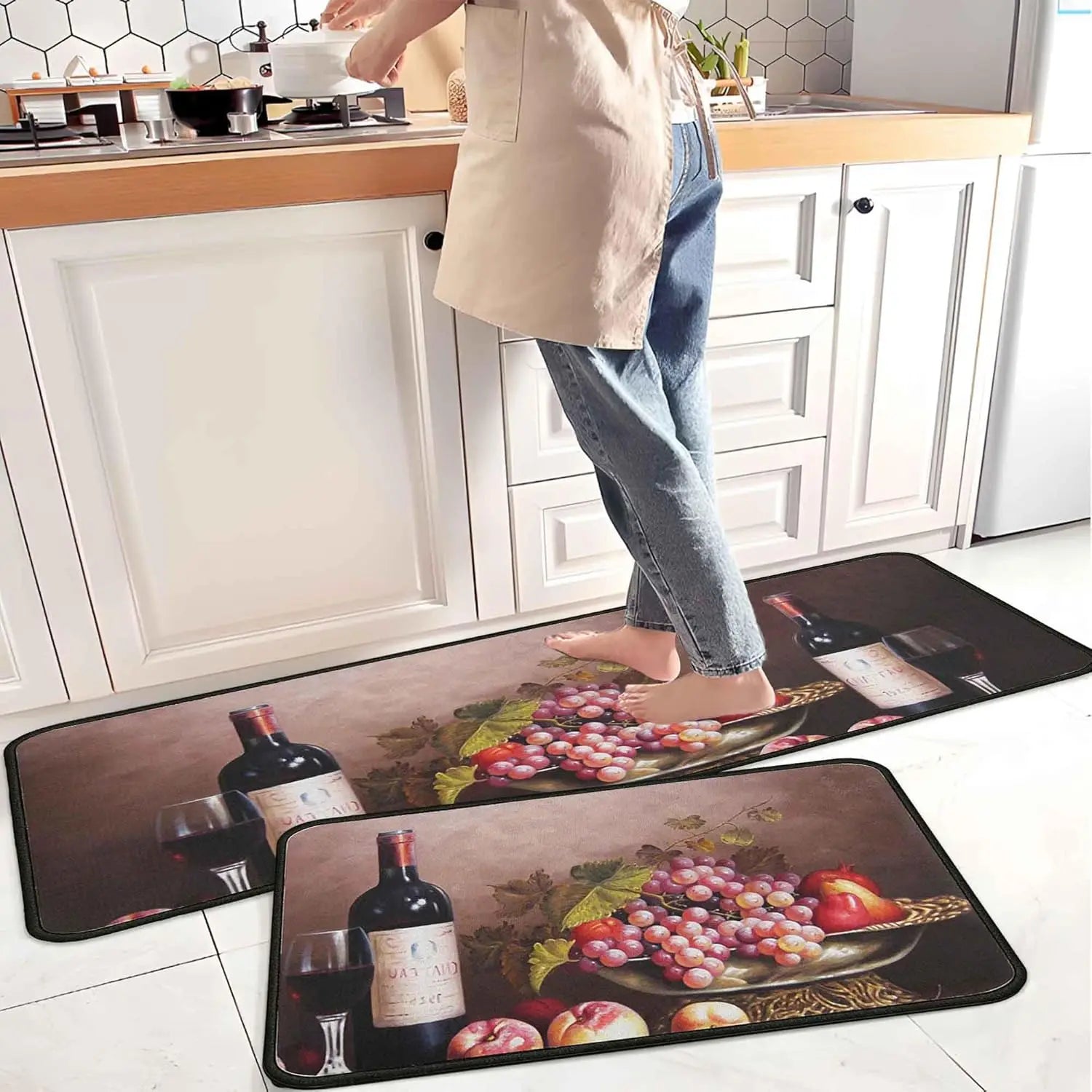 Navak Carpet Exclusive Picks 2PC Coffee Kitchen Rugs and Mats Non-Slip Washable Stain and Fade Resistant,Kitchen Hallway Runner Rug Kitchen Home Decor